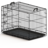 Foldable 36-inch black wire double-door dog cage