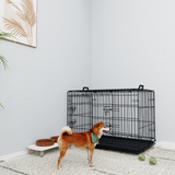Foldable 36-inch black wire double-door dog cage