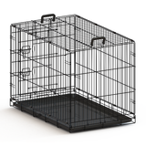 Foldable 36-inch black wire double-door dog cage