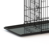 Foldable 36-inch black wire double-door dog cage