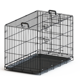 Foldable 36-inch black wire double-door dog cage
