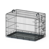 Foldable 36-inch black wire double-door dog cage
