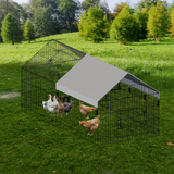 Outdoor breeding 86-inch black multi-door pointed roof chicken coop with waterproof fabric